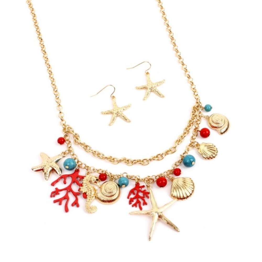 Sea Life Necklace and Earrings Set